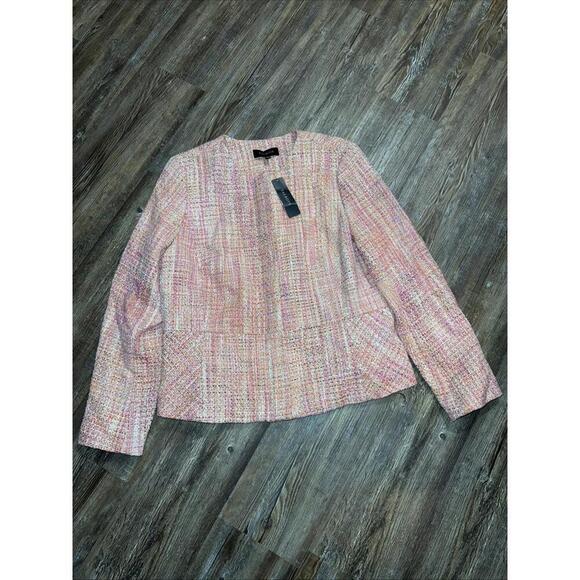 Talbots Jackie Jacket Blazer Pink Moto Tweed Full Zip Old Money Designer Classic - Picture 1 of 15